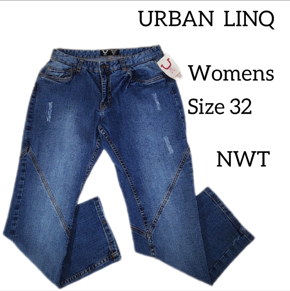 URBAN LINQ WOMENS JEANS SIZE 32 DISTRESSED NEW WITH TAGS